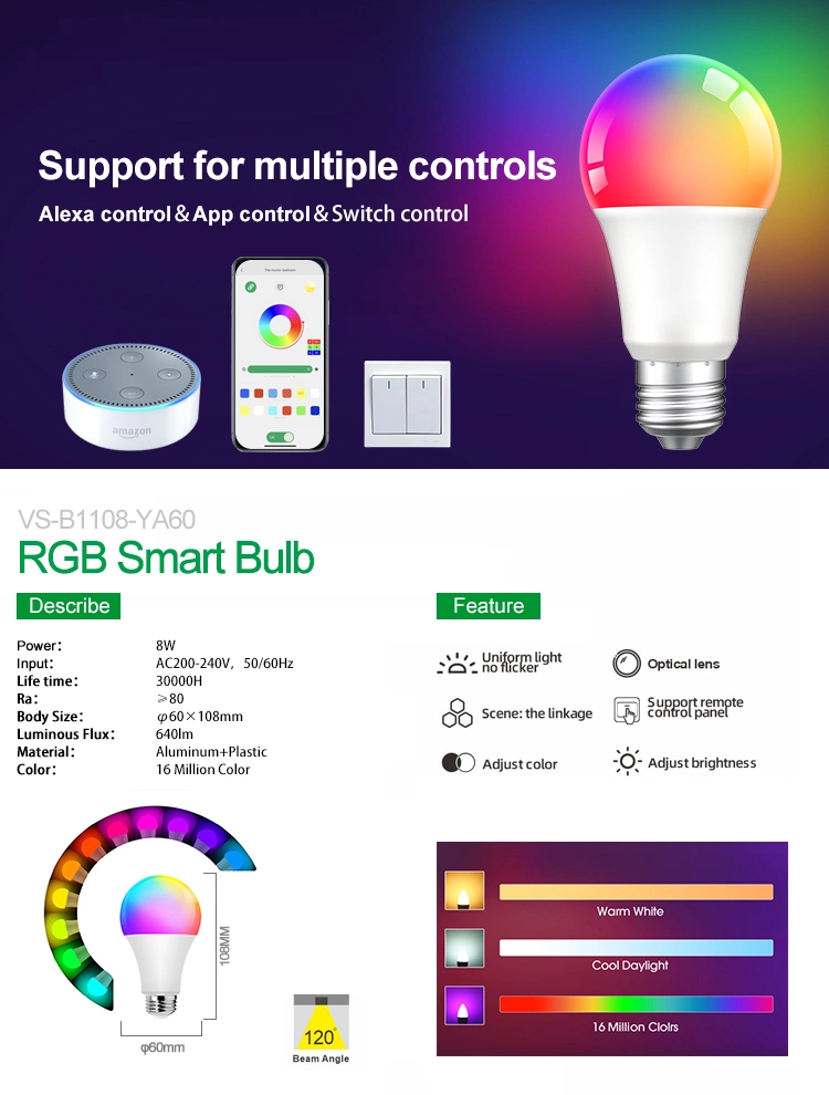 Vmax Colorful LED Light Intelligent Bulbs for Home Smart Bulb