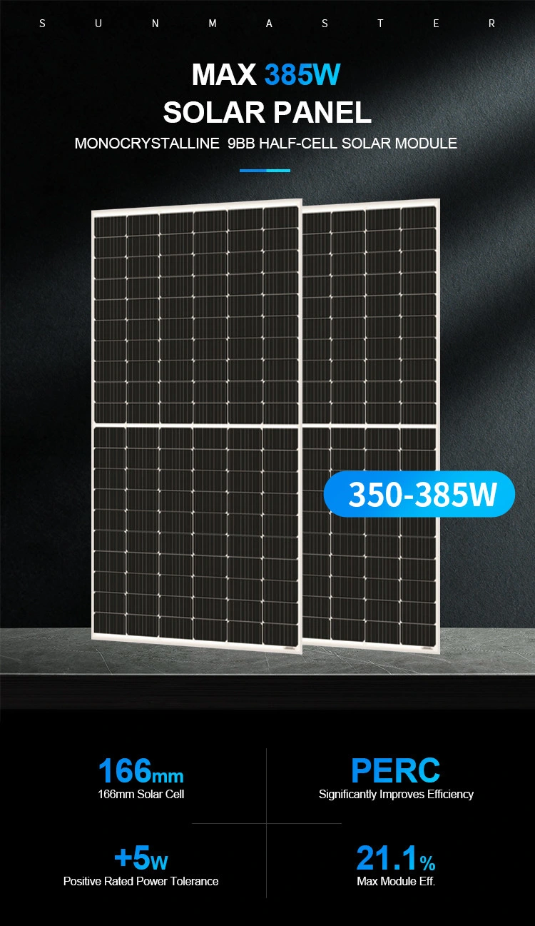 Wholesale All Black Cost 100W 275W 365W 9bb 300W 200W 150W 400 Watt PV Half Cell Doubble Glass Solar Panel